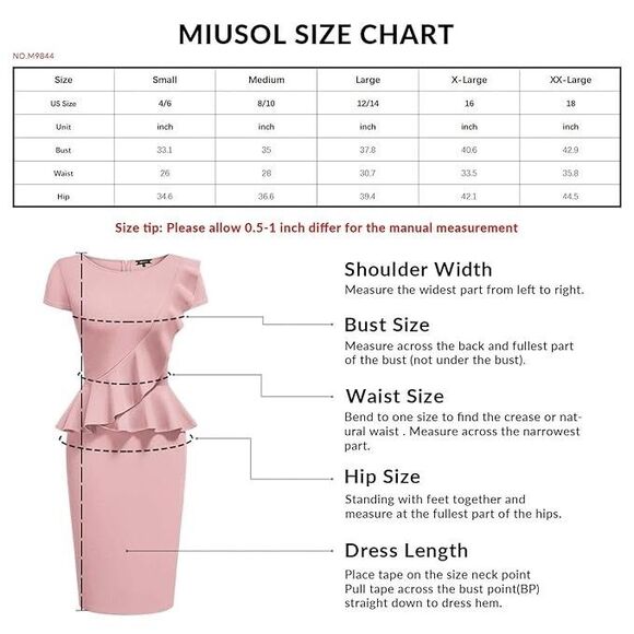 NEW Miusol Womens Retro Crew Neck Ruffle Style Pink Dress Party Wedding Size XXL - Picture 3 of 6